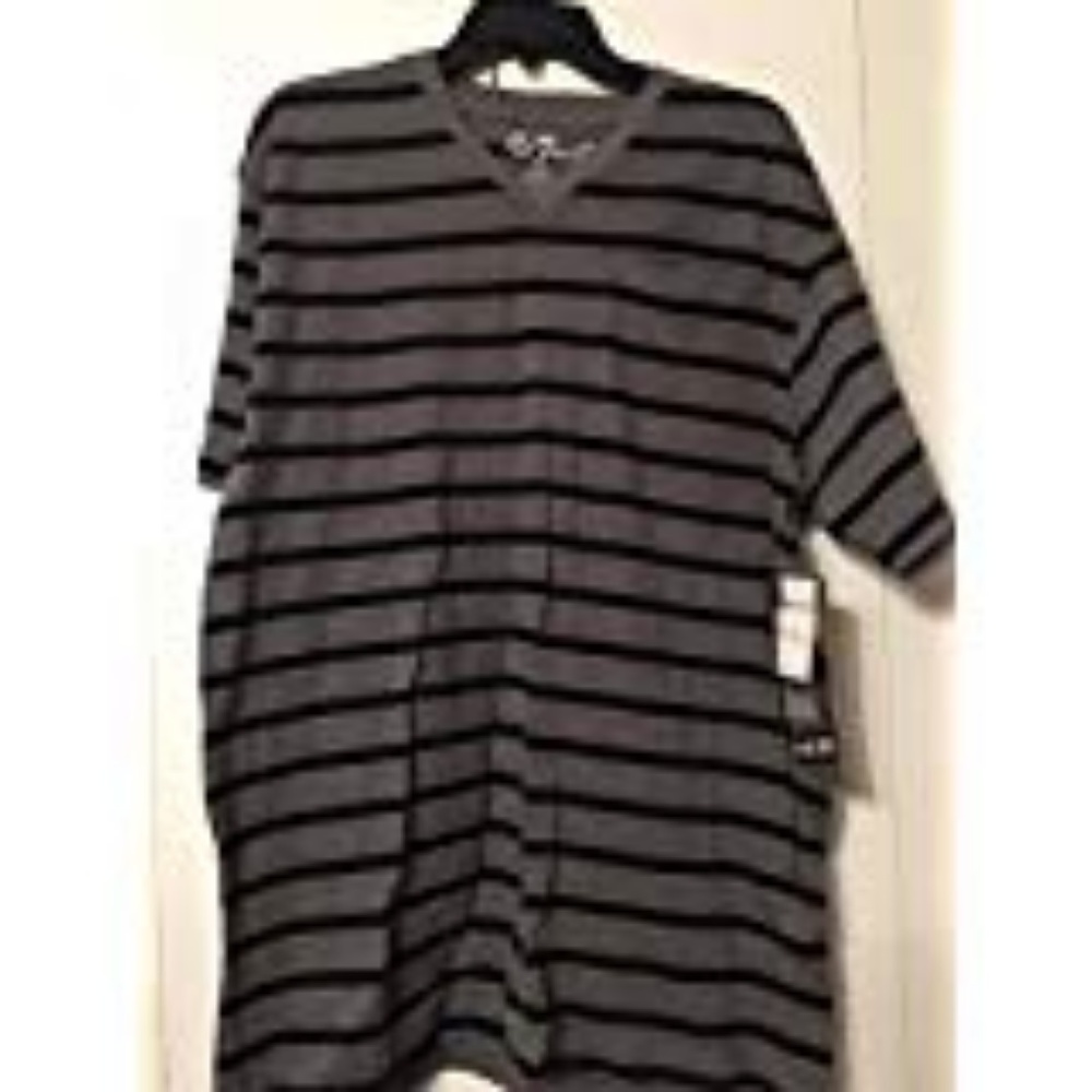 REFUEL V-Neck Front Pocket Gray Black Striped XL